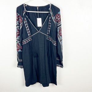 FREE PEOPLE All My Life Boho Tassel Floral Embroidery Detailed Dress, Size XS